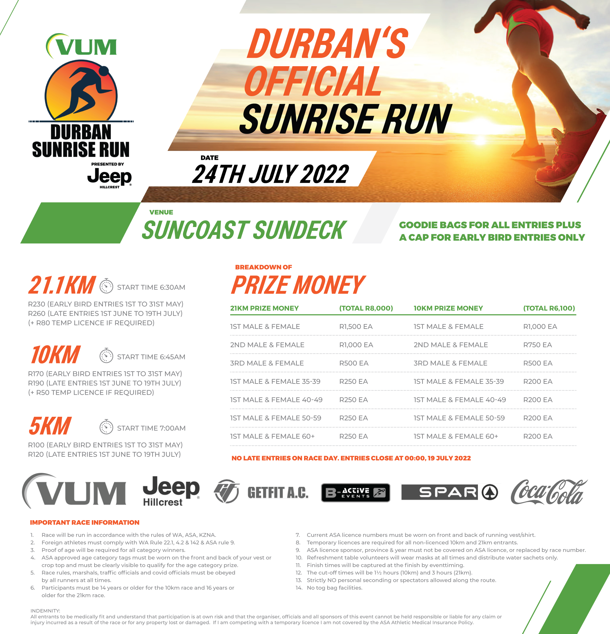 VUM Durban Sunrise Run Flyer